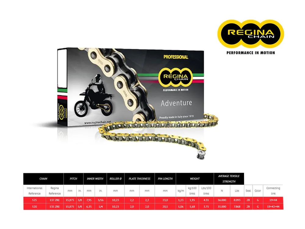 Spedizione Espresso CATENA REGINA 135ZRE PASSO 520 BETA RR ENDURO 520 10-12-