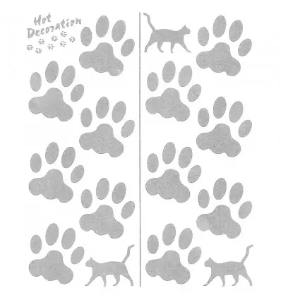 Nuova Collezione Set adesivi 20x24 cm Orme Gatto Argento-