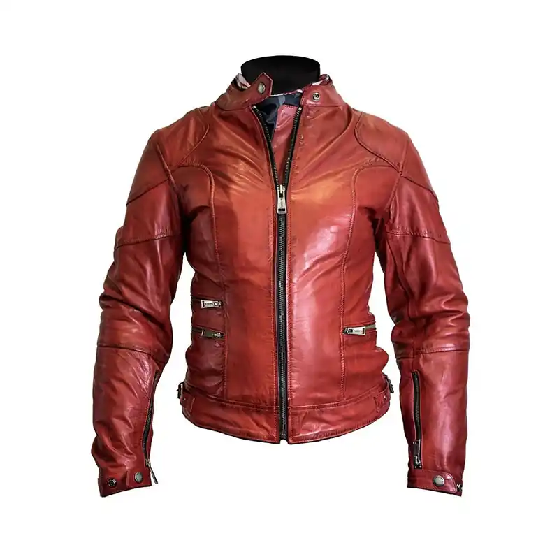 Esclusivo Giacca Pelle Donna Helstons Pat rosso-L