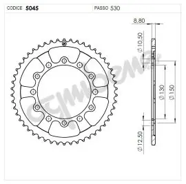 Compra Online Corona Trasmissione in Acciaio OgniBene Passo 530 Z 47 Denti - 36.5045.047