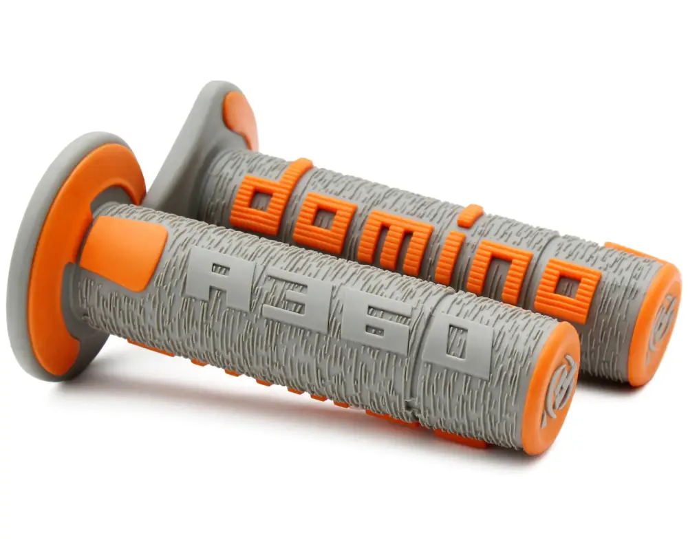 DOMINO Coppia manopole Off Road A360 120mm/123mm Grigio-Arancione, terminale chiuso Scelto Dai Clienti