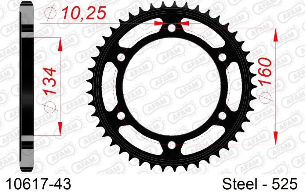 Corona AFAM 10617-43 in acciaio passo 525 HONDA CBR 1000 RA FIREBLADE C-ABS 2017 -2019 Quantità Limitata