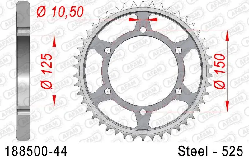 Corona AFAM 188500-44 in acciaio Passo 525 BENELLI TRK 502 X SPOKE WHEELS 2018 -2022 Di Tendenza